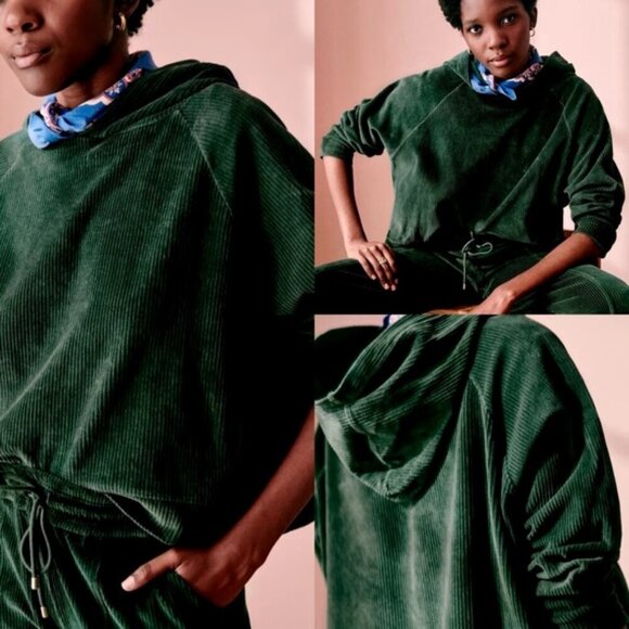 Sezane Mary Sweatshirt Sage Green Size Medium French Organic Cotton Velvet Boho - Picture 4 of 13